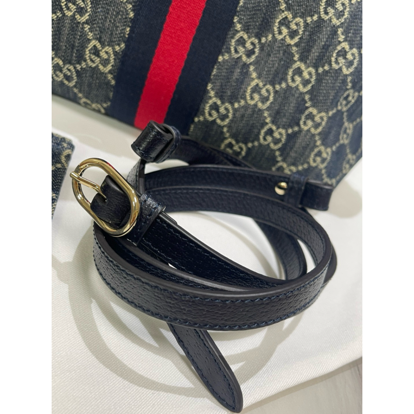 Gvc*1 Giglio small tote bag-Blue and white GG denim