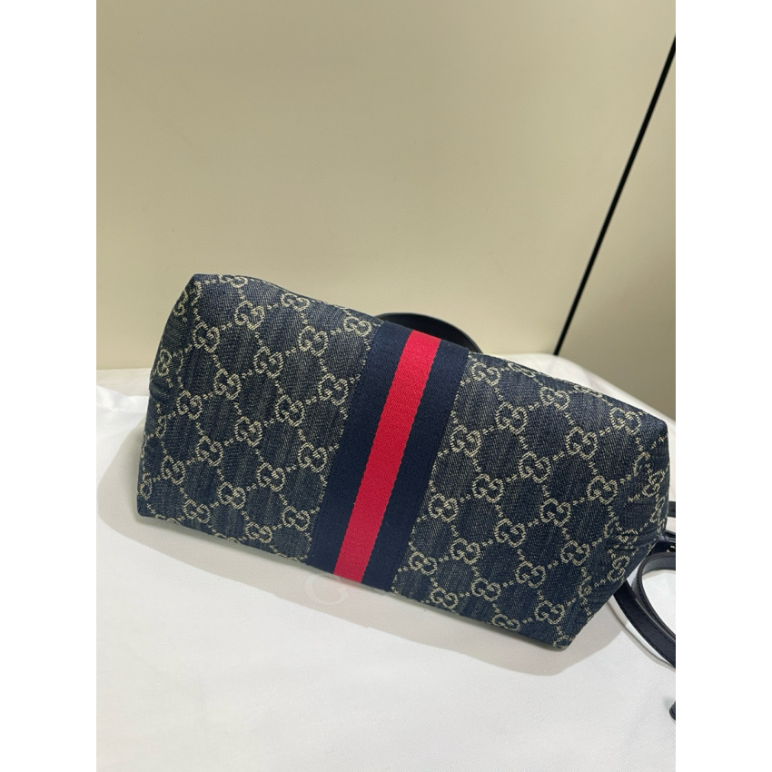 Gvc*1 Giglio small tote bag-Blue and white GG denim