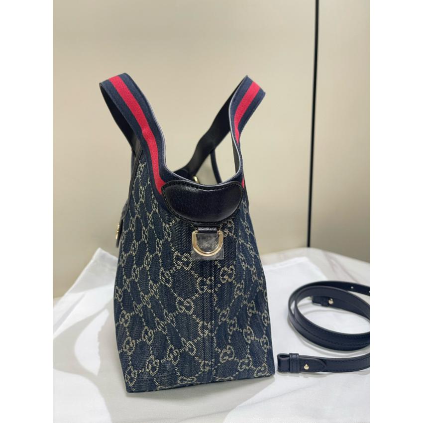 Gvc*1 Giglio small tote bag-Blue and white GG denim