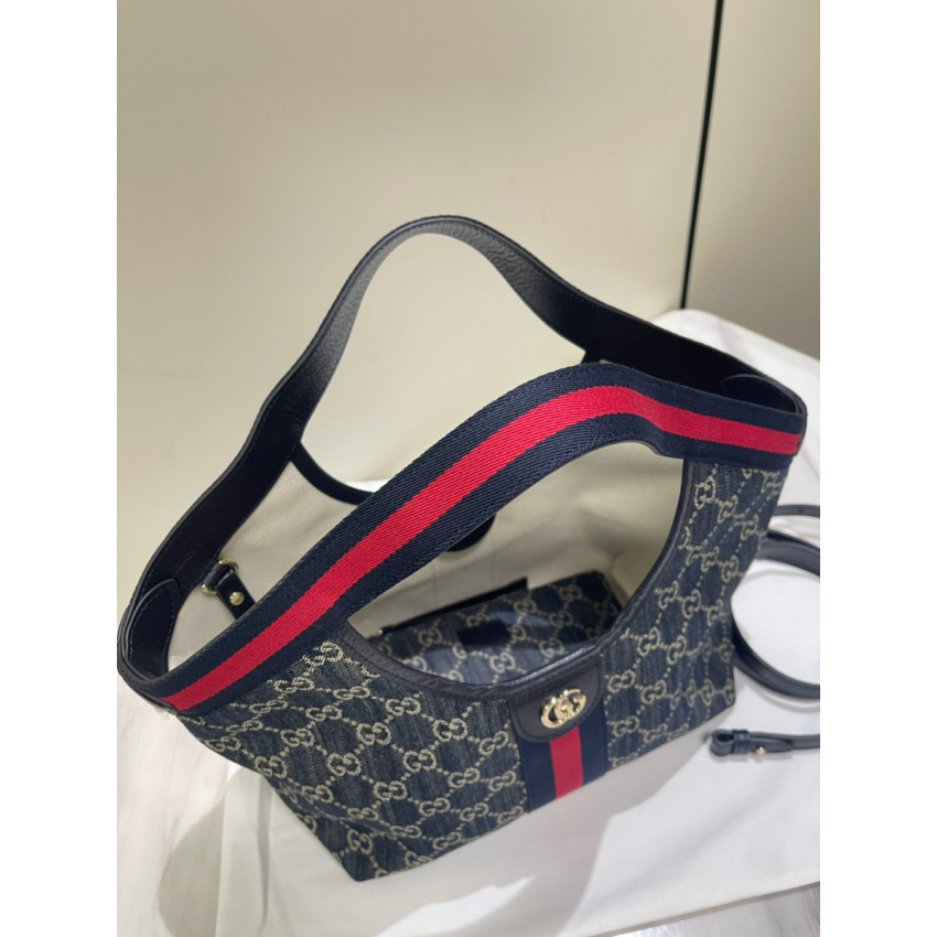 Gvc*1 Giglio small tote bag-Blue and white GG denim