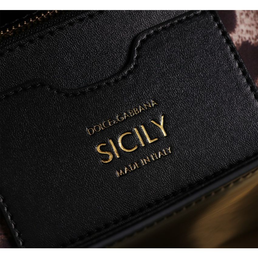 Dolce Gabbana Large Sicily Handbag in Polished Calfskin-Black