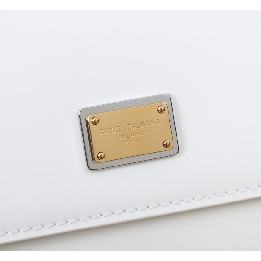 Dolce Gabbana Large Sicily Handbag in Polished Calfskin-White