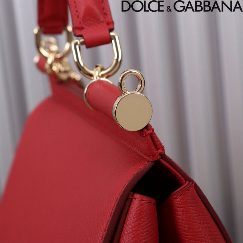 Dolce Gabbana Large Sicily Handbag in Dauphine leather-Red